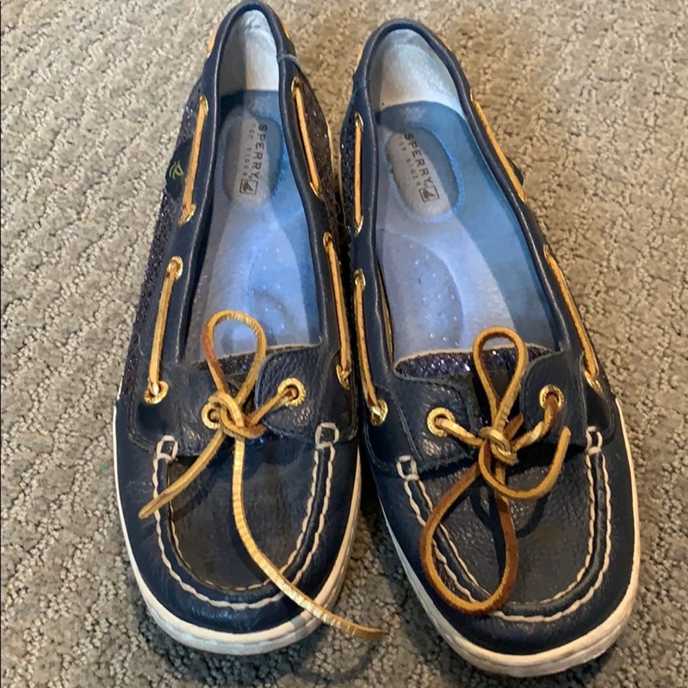 Navy blue* glitter* Sperry Top Sider loafers